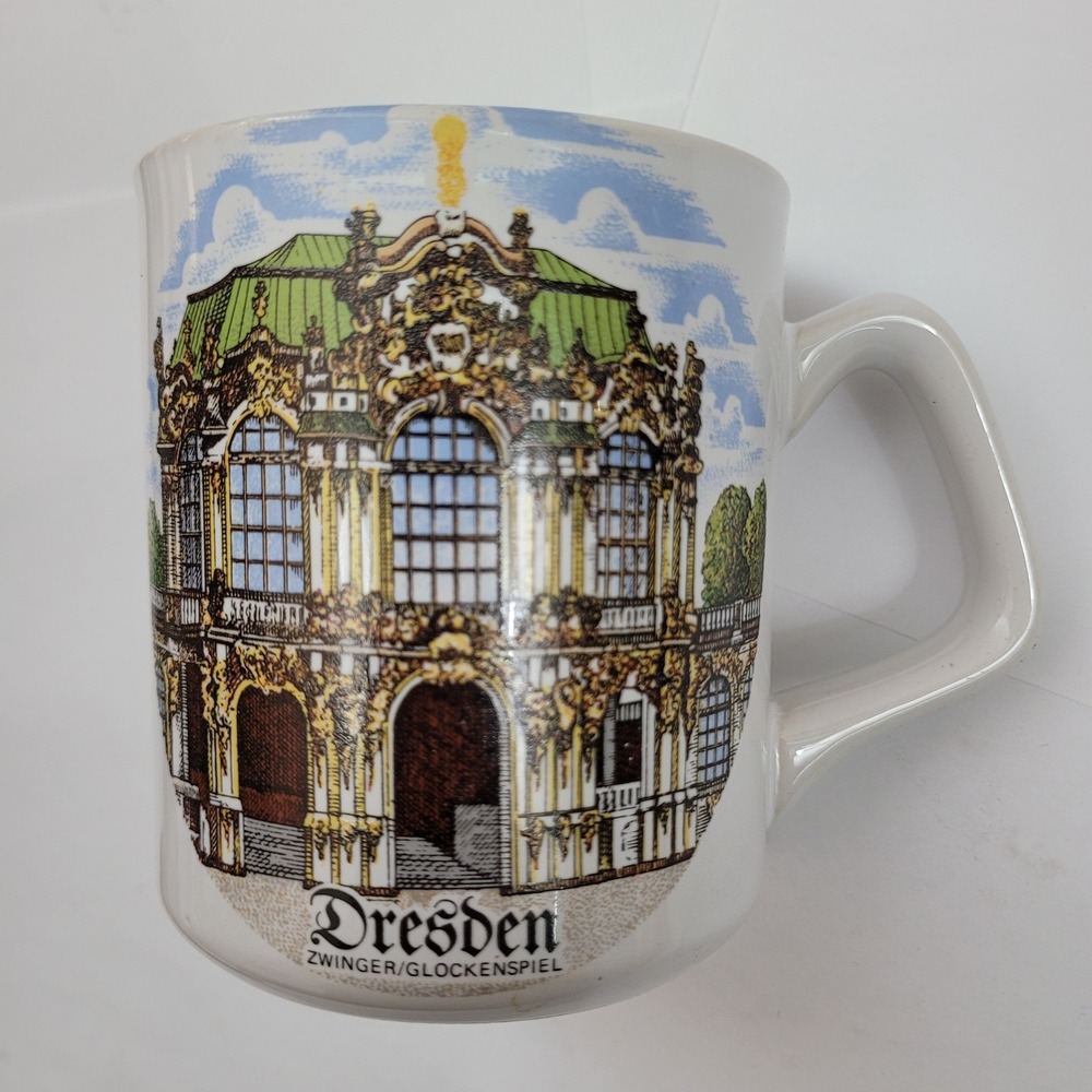 Dresden Zwinger Glockenspiel Souvenir Coffee Mug White Ceramic Germany Landmark